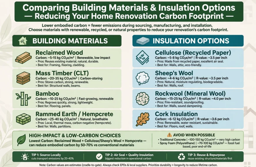 Home Renovation Carbon Footprint Comparisons That Evaluate Reuse Insulation and Material Replacement Decisions
