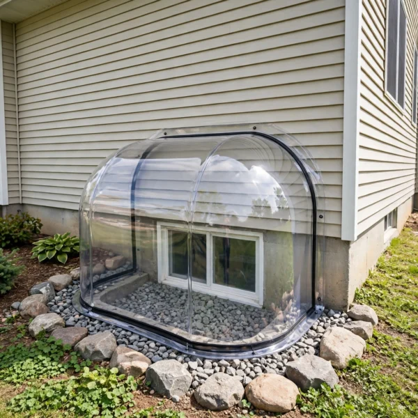 Window Well Covers for Residential Basements Requiring Better Rain Protection and Natural Light